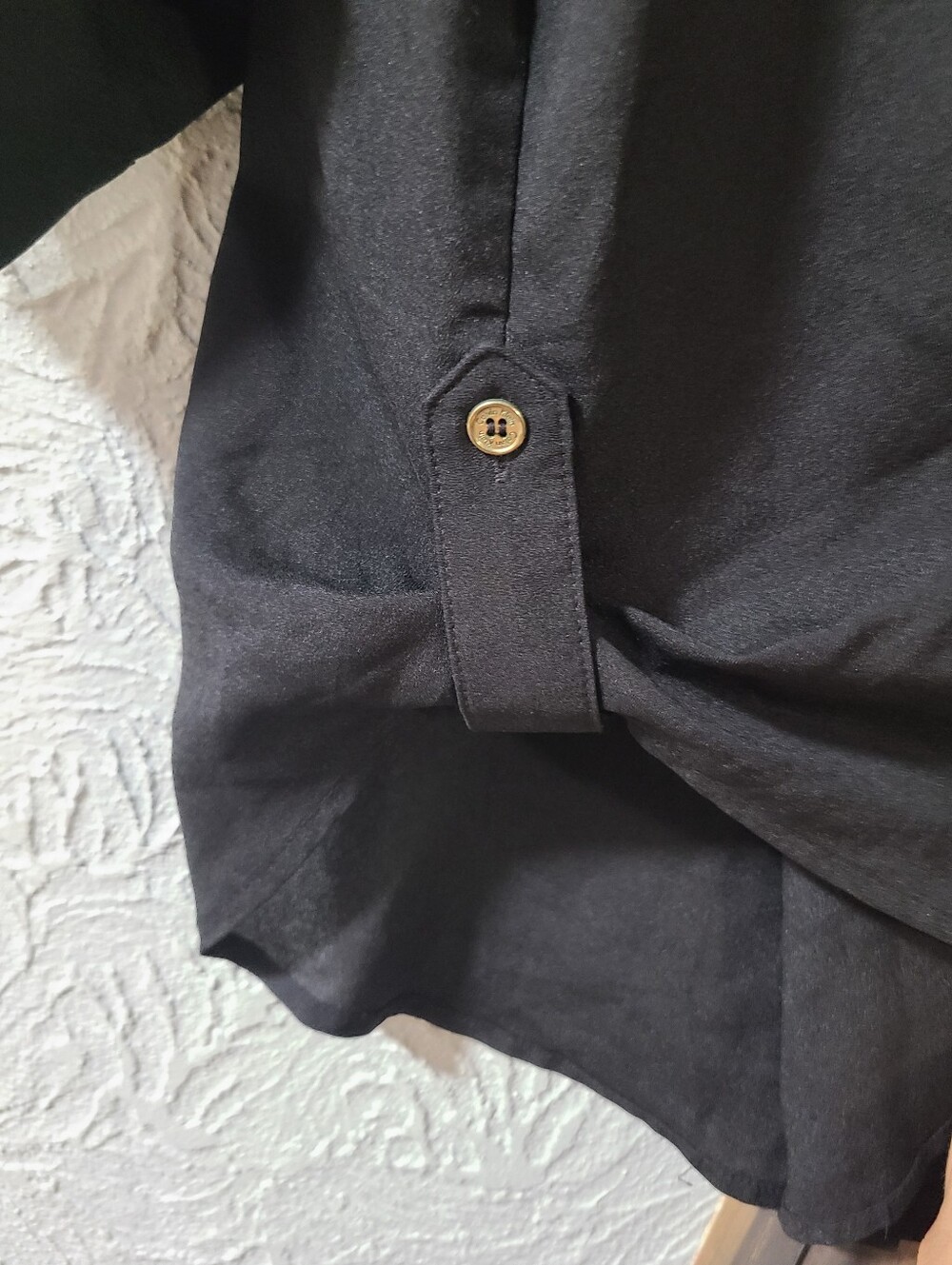 Calvin Klein Black roll-sleeve utility Button-Front Shirt Gold Zipper Accents - Picture 15 of 16